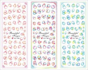 Nail Stickers 3 Sheet/Lot Round Dot Series Bubble Flower Large Sheet Water Transfer Sticker For DIY Art Decal