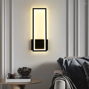 مصباح الجدار الحديث الفن الأسود مربع LED ضوء غرفة المعيشة الشمال