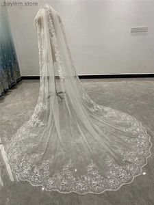 Cabelo de casamento Jóias de luxo Catedral Comprimento de noiva Véus Uma camada branca ou marfim 3m 3. 5 metros de 4m 5m de comprimento véu para noiva com pente de metal