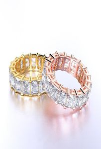 Iced Out Bling Diamond Rings 3 Colors Charm Rhinestone Band Rings Hip Hop Jewelry for Men Women Wedding Simple Gift Kimterb313f6384353