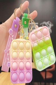 New Simple Dimple Antistress Rainbow Coin Purse Keychain Fidget Toy Sensory Decompression Push Children039s2030409