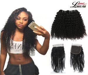 Indian Kinky Curly Hair Weave 3 Bundles With Closure Human Hair Bundles With Closure 4pcslot Deals Weft Indian Kinky curly Hair B7883875