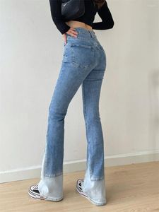 Frauen Jeans High Girls Tvvovvin Spicy Street Mode -Gradient Wäsche Schlankes Fit Temperament Hufeisenhose 6d4y