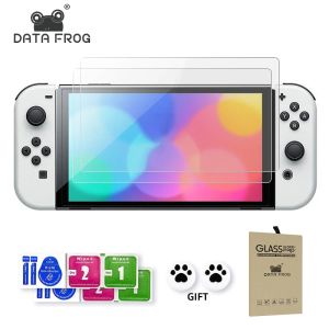 Игроки Data Frog 2pcs Temdred Screen Film Protector Compatiblenintendo Switch Oled Clear Glass Protective для SWITC