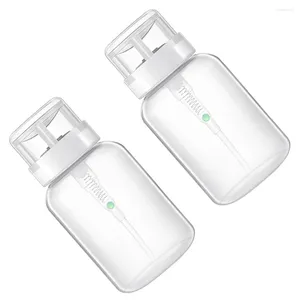 Nagelgel 2 PCS Polish Remover Bottle Liquid Storage Pumping White Clear Fingernail flaskor med lås