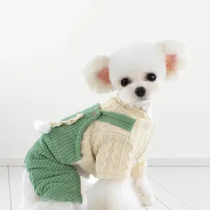 Dog Apparel Jumpsuit Cotton Puppy Overall Four-legged Keep Warm Lovely Winter Autumn Lace Pocket Cat