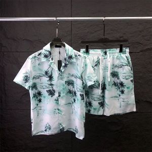 Men's Tracksuits Mens Hawaiian Beach define camisas de férias para homens e mulheres bloqueio de cores shorts impressos Conjunto B7