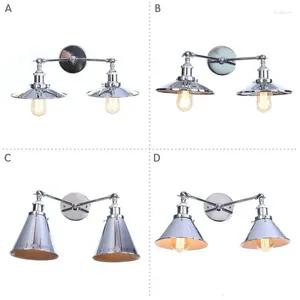 ウォールランプレトロロフト装飾Chrome Iron Sconce Edison Industrial Vintage LED LIGHTダブル調整ベッドサイド照明