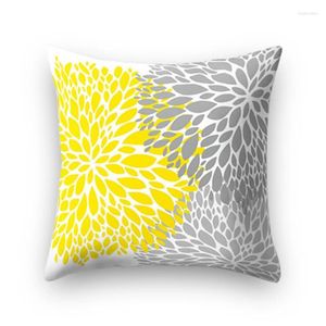 Pillow Yellow Black Geometric Pattern Square Cover Case Polyester Throw Pillows S For Home Decor 45x45cm