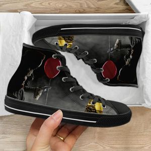 Повседневная обувь Instantarts Ужасы фильмы Pennywise Print High Top Women Мужчины Canvas Женские вулканизирующие квартиры подростки для мальчиков кроссовки