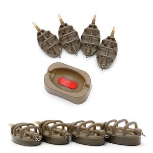 Inline Method Carp Fishing Feeder 4 Feeders 15/20/25/35g 30/40/50/60g Mould Set