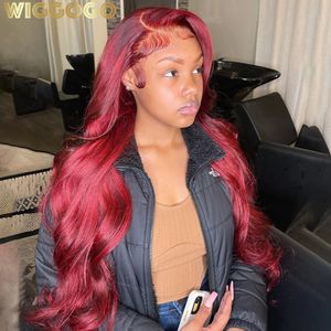 Gogo da 30 pollici in pizzo HD 13x6 Frontale 13x4 Front Red Human Hair S 99J Burgundy Body Wave 240408