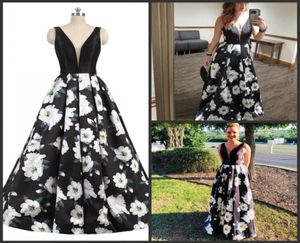 Women Formal Celebrity Evening Dresses Floral Print Graduation Party Gowns Low Back Deep Vneck 3D Flower Backless Ball Gown Prom 8412796