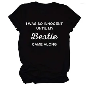 Camisetas femininas eu era tão inocente até que meu IE veio ao longo da letra o-pescoço de manga curta Dizer camisa de presente