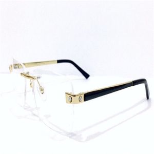 Novos óculos ópticos de design de moda 0105 Quadro quadrado sem aro lente transparente clássico clássico e Óleo de negócios Eyewear244b