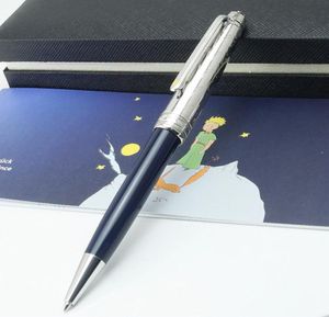 Роскошное качество Montt Blank Le Pepit Prince Rollerball Ballpoint Silver Metal Cap с темно -синей драгоценной ручкой для смолы для 2557239