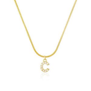 Inlagd zirkonhänge halsband bokstav initial hänge halsband för kvinnor guldkedja söt charms collier alfabethalsband juvelr231i