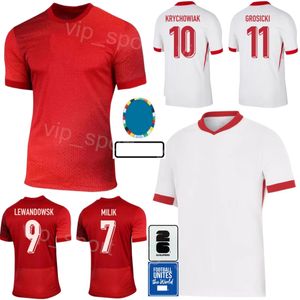 Seleção nacional Polônia 4 Jersey de futebol Kedziora, Crianças 24-25 EURO CUP 10 KRYCHOWIAK 16 Szymanski 7 Milik 15 GLIK 9 LEWANDOWSKI 23 PIATEK 1 SZCZESNY FUTEBOLY SHIGHT KITS KITS KITS