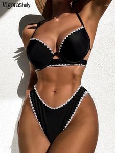 Costumi da bagno femminile Vigoashely 2024 sexy sexy Bikini Bikini High Cut Cut Up Swimsuit Women Cross Hollow Beach Beachless Bareding Sude