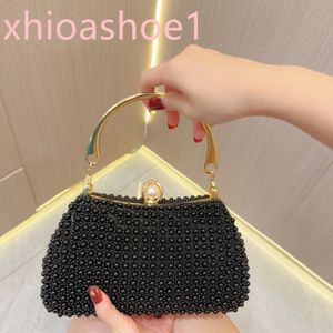 Light Luxury Designer Shoulder Bag Women's Celebrity Dinner Pearl Handbag Single Shoulder Bag Handheld Underarm Bag Crossbody Women's Wallet Diamond Shopping H017-1