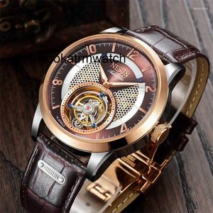 Desginer Mechanical Automatic Watch Men Mechanical Sapphire Tourbillon Skelett Nesun Glas Rotary Real Hand Winduhren