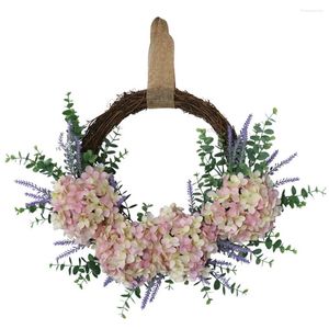 Decorative Flowers Fabric Fake Hydrangea Wreath Handmade Hanging Wall-mounted Home Coffee House Wedding Festival Garland Ornament