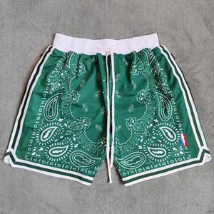 MM Masmig Boston Style Green Paisley gedruckte Basketball -Shorts mit Reißverschluss Taschen Jayson Tatum Street Wear Training Hosen 240416