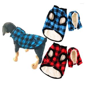 Hundekleidung Wintermantel dicker Fleece Jacke Kleidung Hoodie Britisch -Plaid -Haustier warm mit abnehmbaren Hutwindproof für Hunde