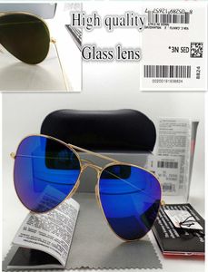 Óculos de sol de lentes de vidro Designer de luxo Proteção UV Vintage Moda Polit Sun Glasses para homens e mulheres com adesivo de caixa3338892