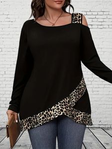 Plus Size 1XL5XL Womens Single Shoulder Strap Short Sleeved Color Blocking Casual Top Long Fashionable Tshirt 240412