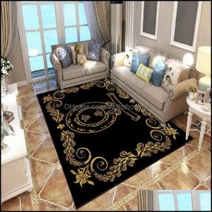 Carpets Carpets Letters Style 3D Printed Carpet Living Room Sofa Coffee Table Light Luxury Blanket Home Bedroom Fl Bed Mat Drop Delivery G