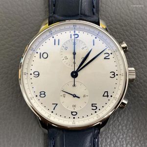 Wristwatches Portugal 7750 Chronograf luksusowy zegarek męski Sapphire Mirror Wodoodporny nadgarst