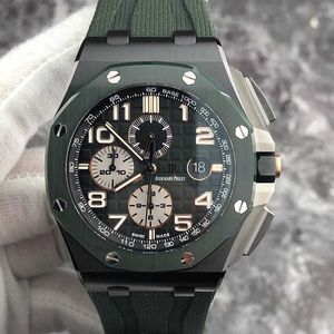 Designer Watch Luxury Automatic Mechanical Watches Style 26405Ce Green Ceramic Ring Chronograph Function Transparent Bottom Movement Wristwatch