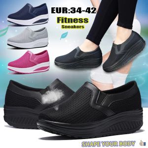 Slippers Brand Women Toning Shoes Lightweight Increase Height 5 Cm Swing Shoes Platform Wedge Sneakers Ladies Breathable Thick Sole Shoes