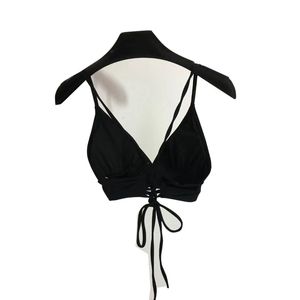 King's new two-piece swimsuit set, hot drill word female strap underwear + briefs, black, S M L
