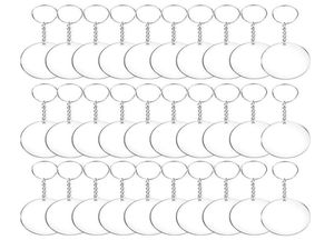 Keychains 487296pcs Discos de círculos transparentes acrílicos Definir cadeias de chaves de chaveiro redondo para DIY transparent5025099