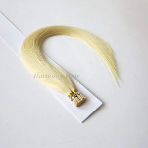Przedłużenia Indian Prebonded I Tip Włosy Wydłużenia prosty kija Keratyna Human Hair Zasięg 50 g (1 g/pasmo) Blondynka #60