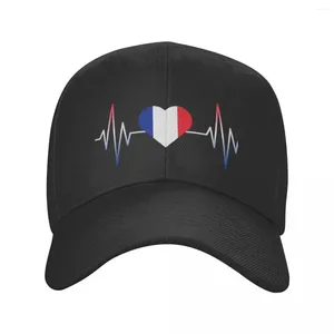 Ballkappen cool Frankreich Herzschlag französischer Flaggen Trucker Hut Männer Frauen Custom verstellbar Unisex Baseball Cap Sommer