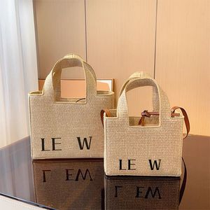 Luxo Bolsa de Luxo Raffias Bolsas de praia Designer feminino Bolsa Bola de palha feminina Woody Anagram Basket Bag Bolsa Bolsa