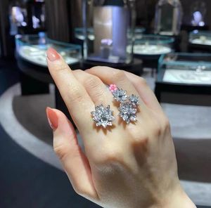 로맨틱 한 꽃 손가락 Moissanite CZ Ring AAAAA 지르콘 925 스털링 실버 시에 약혼 웨딩 밴드 반지 남성 생일 파티 보석 선물