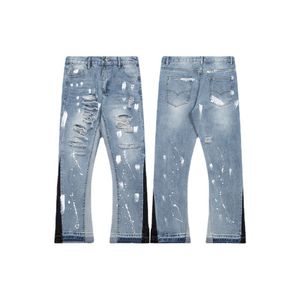 Galle Designer Jeans Men Homem pesado Indústria Retro angustiada Mulador Mesmo estilo Jeans de calça jeans lavados para homens