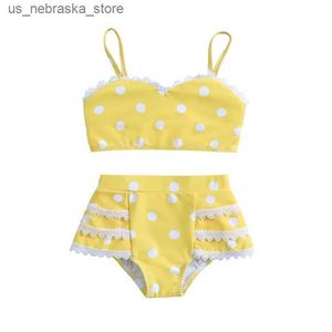 Tek parça bebek mayo yürümeye başlayan kız mayo 2 parçalı yaz çiçek üst dantel şort mayo bikini seti q240418