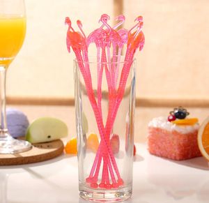 Barwerkzeuge Flamingo Form Einweg Swizzle Stick Milk Tee Kaffee Plastik Rühre Stöcke kreativer Muddler Cartoon süß Pink 0 15c3453566