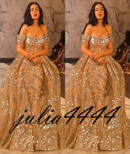 Abiti da sera 2019 Yousef Aljasmi Dubai Arabo Short Short Off Show Show Dress Party Gown Lace Overkirt Ball Gown3684265