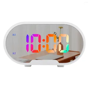 Relógios Acessórios Mirror Relógio Digital Com a porta de carregamento USB Ajuste de brilho LED 12/24H Alarme duplo branco