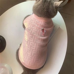 春/夏のペットの服犬テディファイティング猫アイスシルクホロー通気性ニットベストかわいいff避妊服