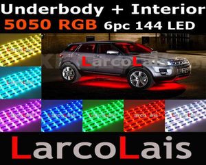 24 Mode Sound Active 6pc 144 LED 7 Color RGB 5050 Remote Car Interior Underbody LED Glow Strip Light7574417