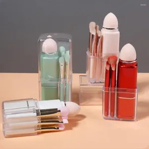 Makeupborstar Funktionell skönhetsborste mångsidig slätkanter förvaringslåda Kosmetiska verktyg Rayon för resa