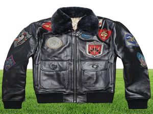 Avirex 2019 Real Fur Collar Cowskin Flight JacketMen Bomber JacketMen Menine Leather Coat Motorcycle4357838