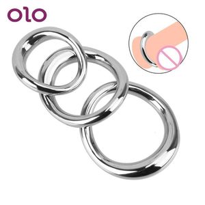 Olo Cock Ring Penis Bondage Lock Metal Scrotum Strotum Stronter Stainless Steels Delay Delay Ejaculation Erotic Sexy Toys for Men Adult製品